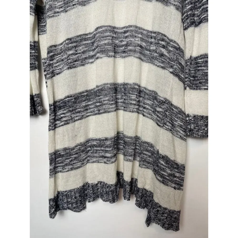 Etc...Made in New York Womens Striped Cardigan Long Open Sweater Knit Duster XL